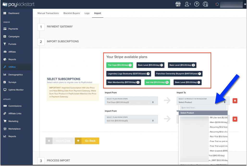 How to import existing stripe subscriptions into PayKickstart?