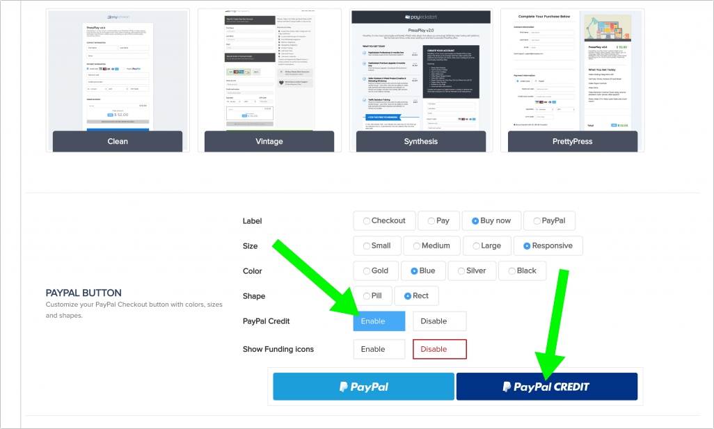 PayPal credit integration
