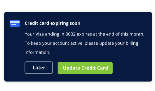 Card expiring in-app notification