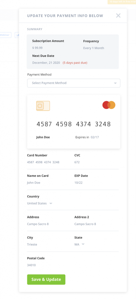 Update your card in-app