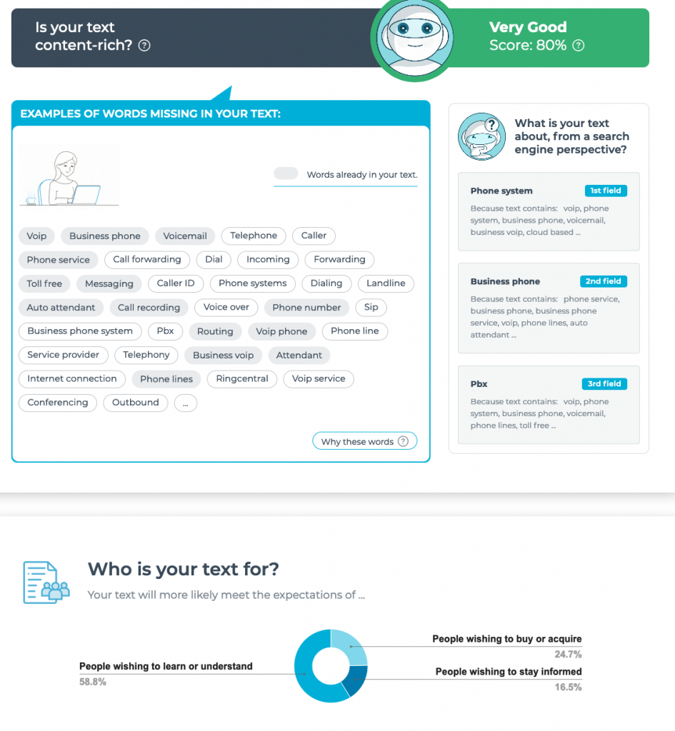 TextOptimizer helps you understand how to serve your target customer in the best possible way