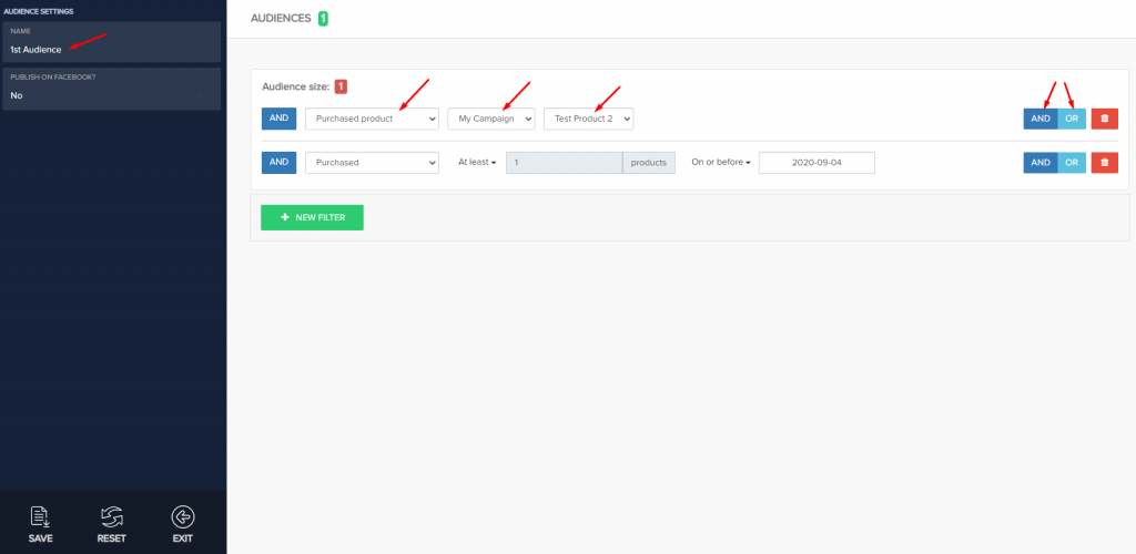 [Audience Builder allows you to segment your customers based on the filters that you specify]